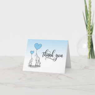 TACK Baby Shower Elephant BOY Blue   BLANK Kort