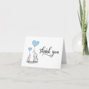 TACK Baby Shower Elephant BOY Blue   BLANK Kort