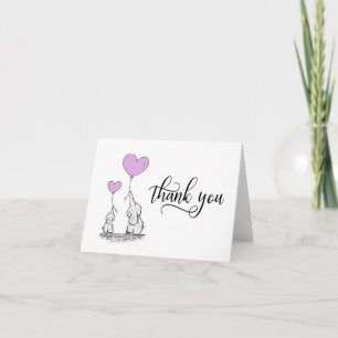 TACK Baby Shower Elephant LAVENDER   BLANK Kort