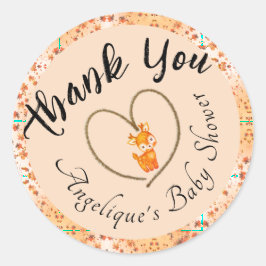 Tack Baby Shower Fall Motif & Färg Runt Klistermärke