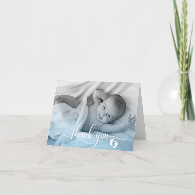 TACK Baby Shower Feet BOY PHOTO | BLANK Kort (Framsida)