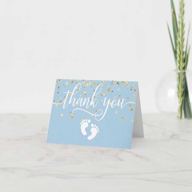 TACK Baby Shower Fewer Blue Guld BOY | BLANK (Framsida)