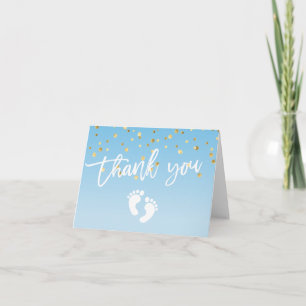 TACK Baby Shower Fewer Blue Guld BOY BLANK Kort