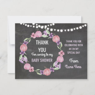 Tack Baby Shower Flickkort Pumpa Rosa Inbjudningar