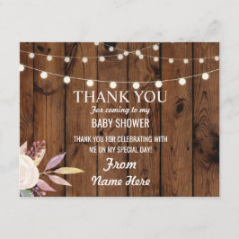 Tack Baby Shower Girl Flower Wood Rosa Blommigt Inbjudningar