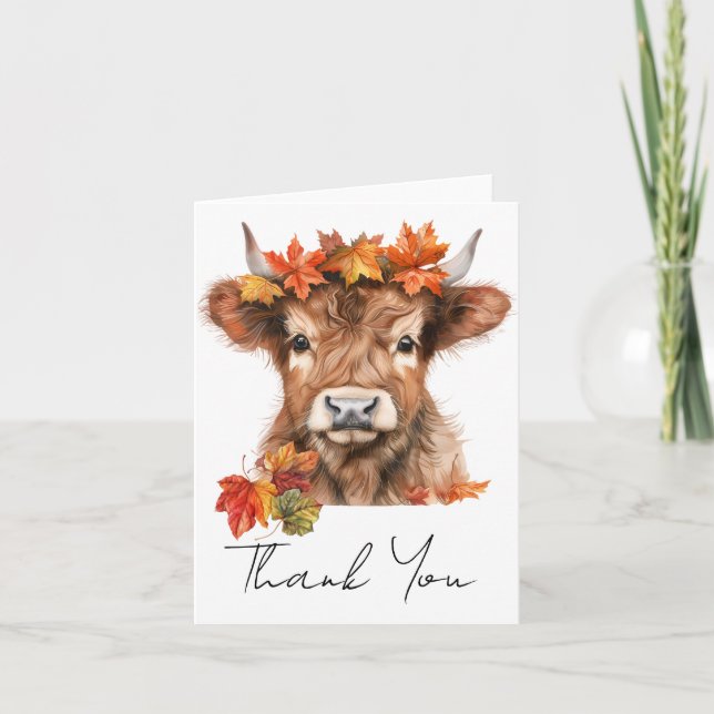 Tack, Baby Shower Highland Cow Halloween Tack Kort (Framsida)