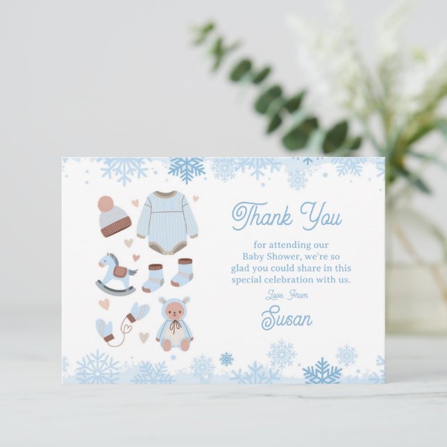 Tack Baby Shower Kall utanför Snö Blue Boy (Stående Fram)