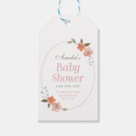Tack Baby Shower med delikat Blommigt Presentetikett