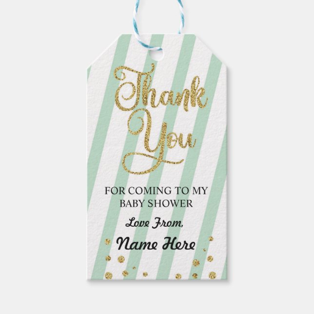 Tack Baby Shower Mint Gender Reveal Presentetikett (Framsidan)