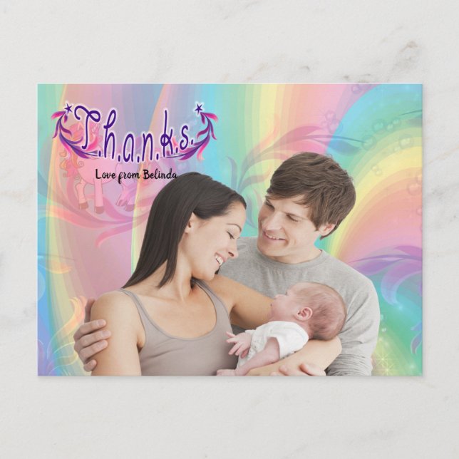 Tack Babyflicka Foto Postkort Vykort (Framsida)