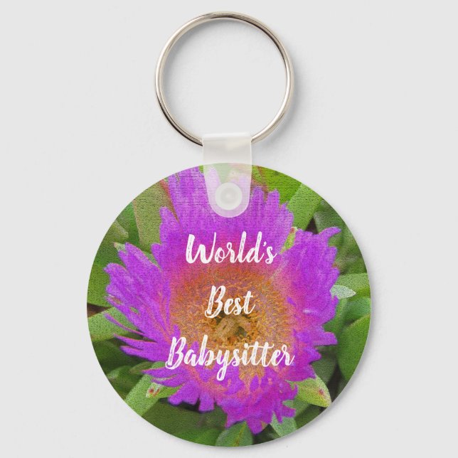 Tack Babyvvakt Lila Flower Apprecision Nyckelring (Framsida)