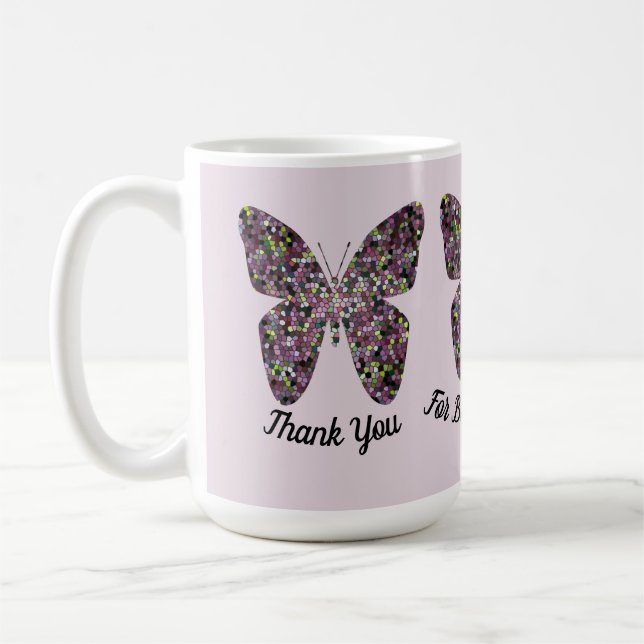 Tack Babyvvakt Mosaic Butterfly-uppskattning Kaffemugg (Vänster)