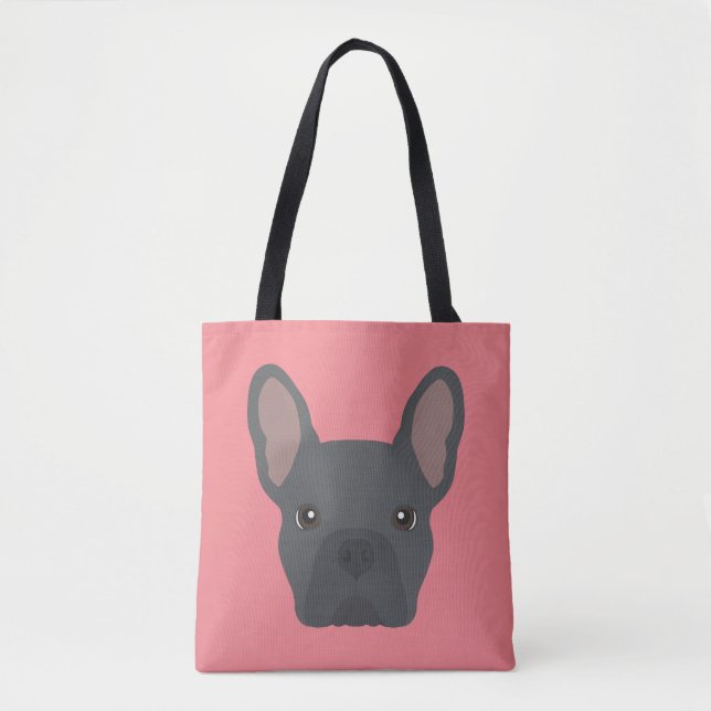Täck-bag för Cute Blue Fransk Bulldog Tygkasse (Framsida)