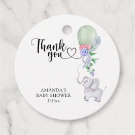 Tack Balloon och Elephant Gåvor Etiketter
