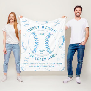 Tack Baseball Coach Blue Team Players Namn Fleecefilt