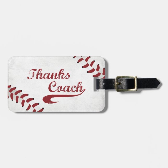 Tack Baseball Coach Large Grunge Baseball Bagagebricka (Horisontell Framsida)