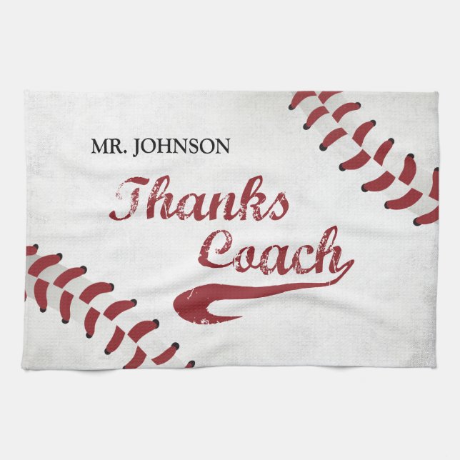 Tack Baseball Coach Large Grunge Baseball Kökshandduk (Horisontell)