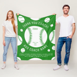 Tack Baseball Team Coach Grönt Player Namn Fleecefilt