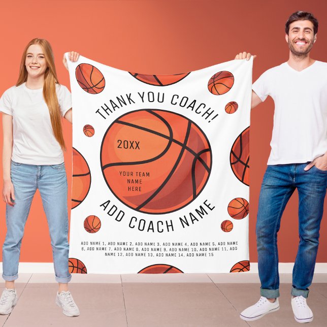 Tack Basketball Coach Add Team Player Namn Fleecefilt (Skapare uppladdad)