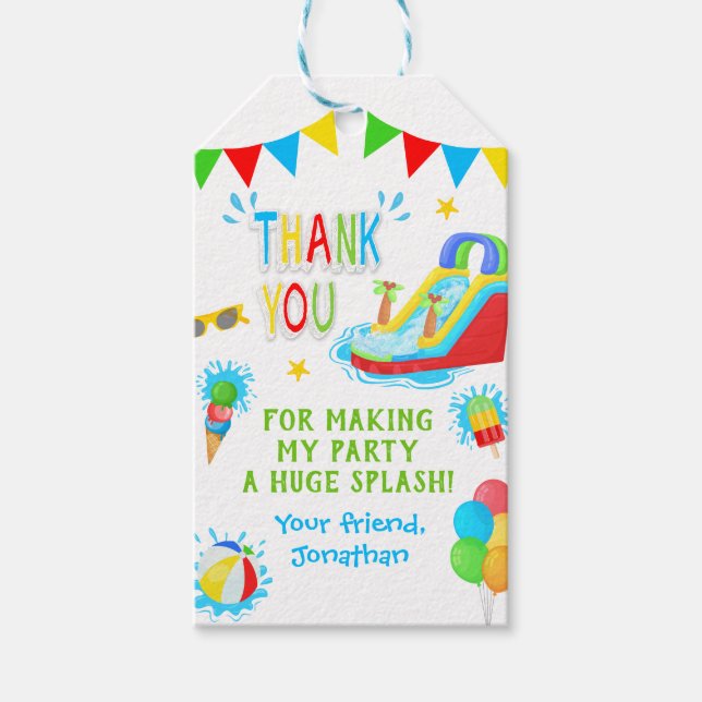 Tack Bassäng Waterglidsommar Party Presentetikett (Framsidan)