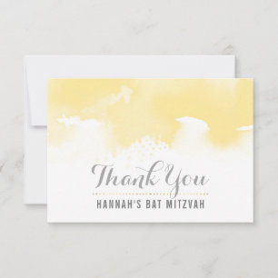 TACK BAT MITZVAH, modern gult vattenfärg Kort