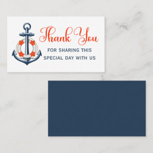Tack Beach Anchor Red Blue Nautical Bröllop Placeringskort