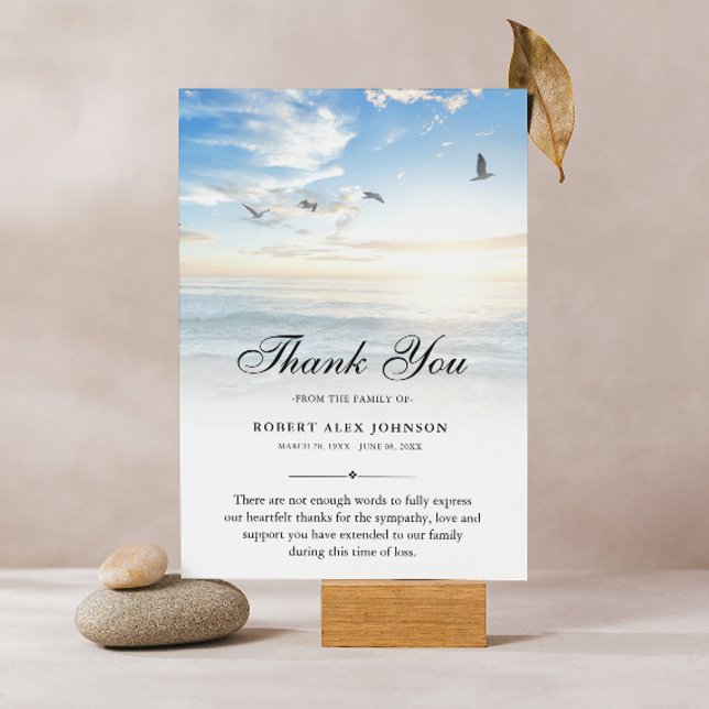 Tack Beach Funeral Photo Sympathy Grief (Sympathy Thank You Card)
