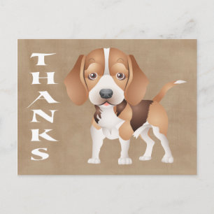 Tack Beagle Valp Hund Distressed Brun Postkort Vykort
