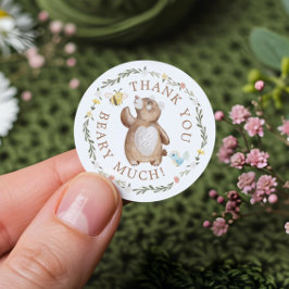 Tack Beary Mch Knissions Woodland Bear Blommigt Runt Klistermärke