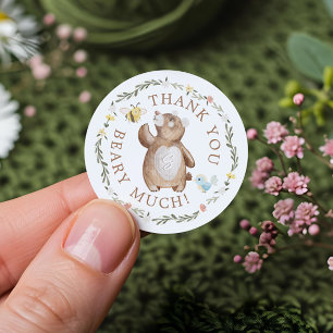 Tack Beary Mch Knissions Woodland Bear Blommigt Runt Klistermärke