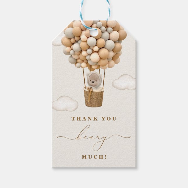 Tack Beary Mycket Baby Shower Presentetikett (Framsidan)
