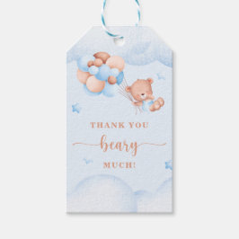 Tack Beary Mycket Blue Baby Shower Gift-Märkre Presentetikett