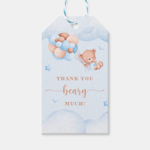 Tack Beary Mycket Blue Baby Shower Gift-Märkre Presentetikett