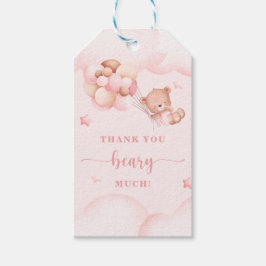 Tack Beary Mycket Rosa Baby Shower Gift Märkre Presentetikett