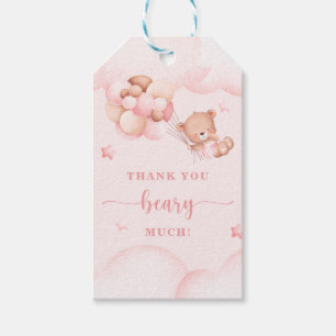 Tack Beary Mycket Rosa Baby Shower Gift Märkre Presentetikett