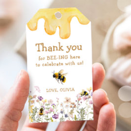 Tack Bee en cute Baby Shower Girl Birthday Presentetikett
