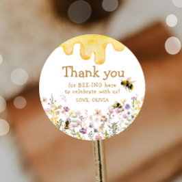 Tack Bee En Söt Baby Shower Flickas Födelsedag Runt Klistermärke