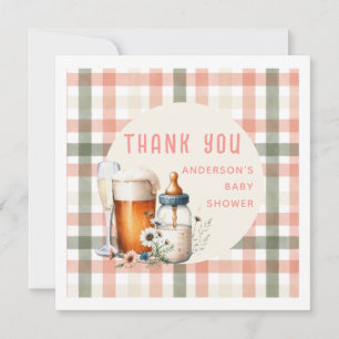 Tack Beer and Flaskor Baby Shower Sage Peach Inbjudningar