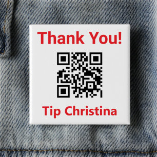 Tack. Begär en tips. Personaltips QR-kod på en Knapp