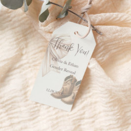 Tack Beige Boots eller Bows Gender Reveal Presentetikett