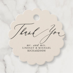 Tack Beige Wedding Favor-Märkre Gåvor Etiketter