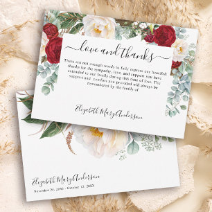 Tack Bereavement Red White Blommigt Memorial