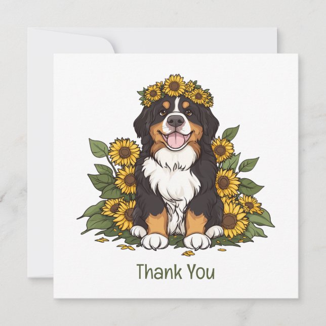 Tack Bernese Mountain Dog Solrosenkrona Kort (Framsida)