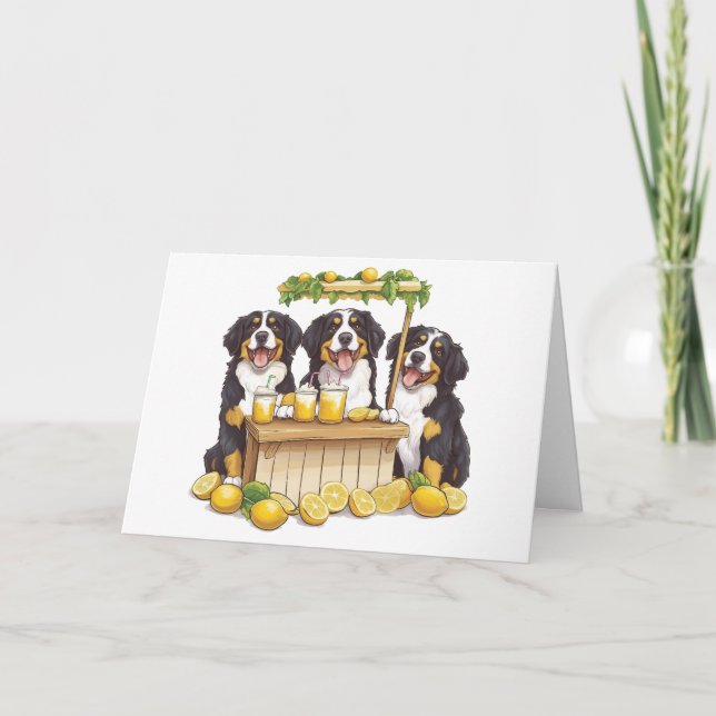 Tack Bernese Mountain Hundar Lemonade stand Kort (Framsida)