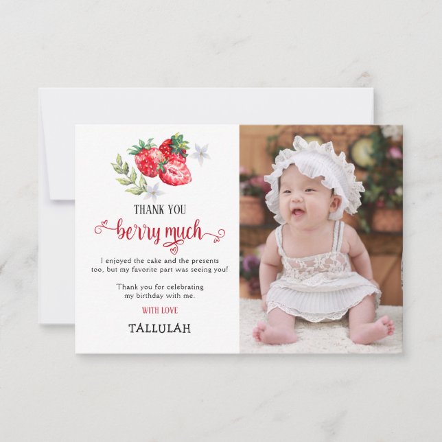 Tack 'Berry Much' jordgubbsfoto Kort (Framsida)