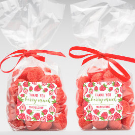 Tack Berry Much Strawberry Birthday Anpassningsbar Fyrkantigt Klistermärke