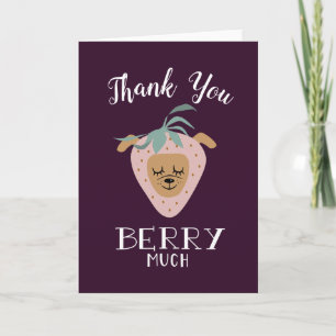 Tack BERRY Mycket   Cute Strawberry Hund Pun Kort