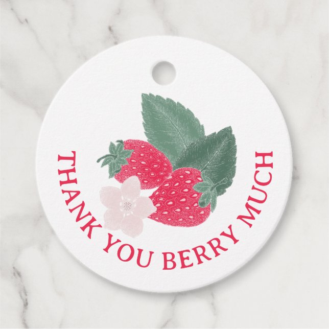 Tack Berry Mycket Gift Märkre - Red Strawberry Gåvor Etiketter (Framsida)