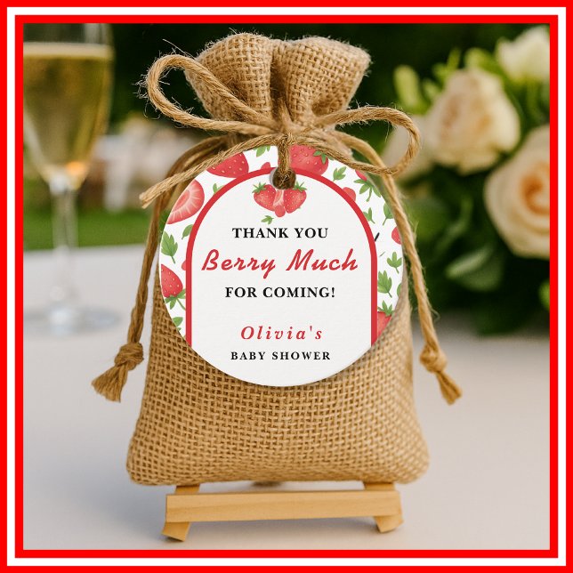 Tack Berry Mycket Strawberry Baby Shower Gåvor Etiketter (Skapare uppladdad)