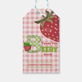Tack Berry Mycket Sweet Strawberry Gift Märkre Presentetikett